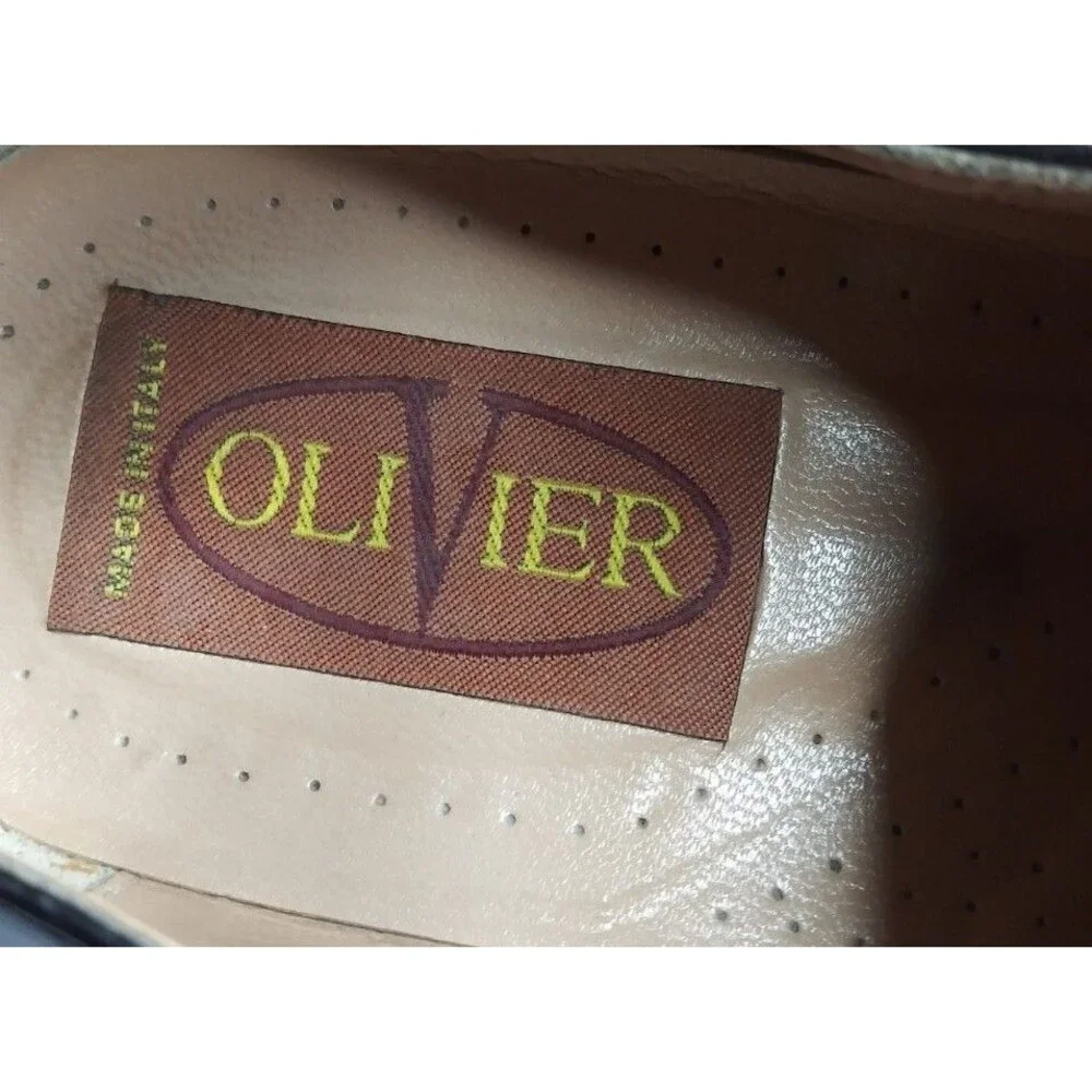Olivier  Italian Leather Square Toe Shoes Men's Size 11 Black Leather